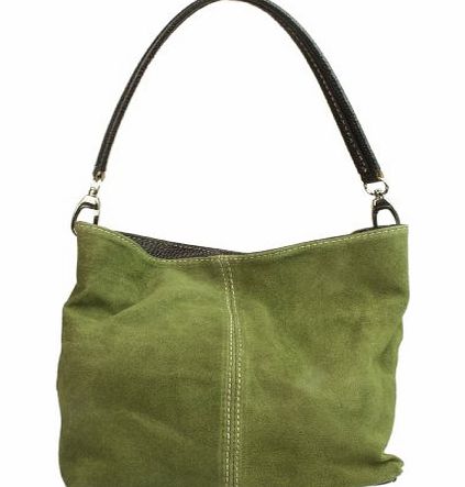 Girly Handbags  New Genuine Suede Leather Handbag Shoulder Bag Tote Designer Elegant Women Collection (Dark Green)