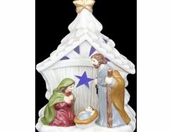 Nativity ceramic light up ornament