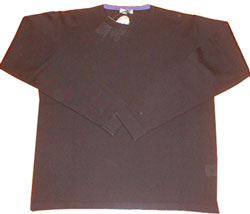 Contrast neck trim merino wool knit black