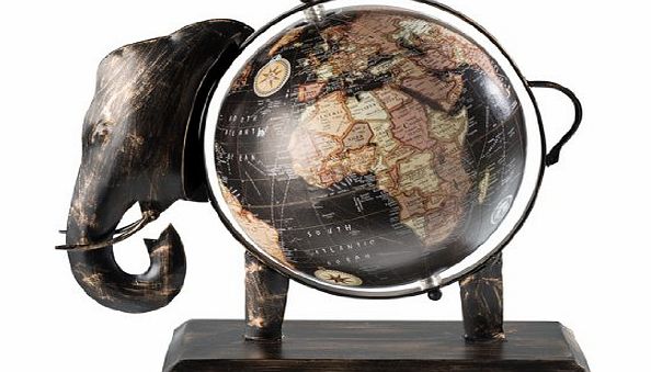 Giverny Gifts NEW EXECUTIVE GIFT ELEPHANT WORLD GLOBE / MAP IN BLACK (Large)