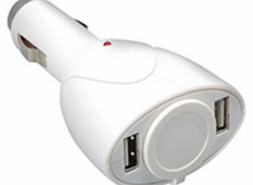 Dual USB In Car Charger Adaptor For iPod / SatNav Phone White