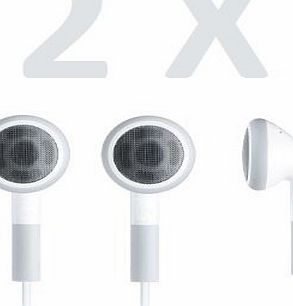 2 X Stereo Earphones (White) for use in iPod, iPhone, iPad, Sony, Samsung