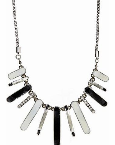 Silver Tone Black and White Fashion Collar Bib Choker Necklace