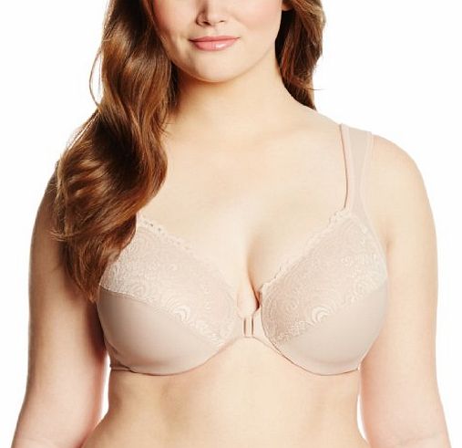 Womens Elegance - Front Close Underwire Full Cup Plain Everyday Bra, Beige (Caf), 38F