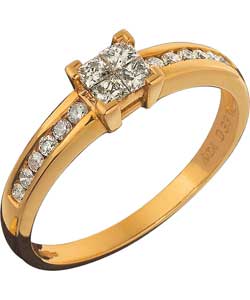 9ct Gold 1/3 Carat Princess Cut Diamond Ring