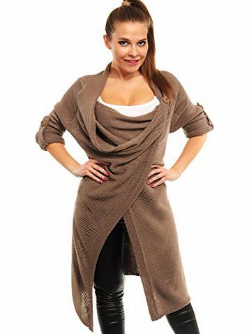 Glamour Empire Ladies Warm Knitted Coat Long Wrap Cardigan 277, Cappuccino