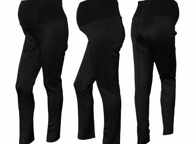 Glamour Empire Slim Skinny Overbump Pregnancy Maternity Breeches Trousers 354, Black, XL - UK 14