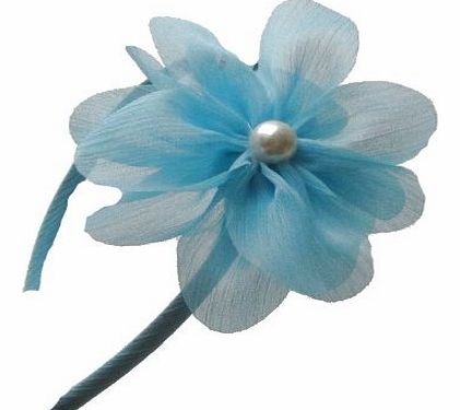 Chiffon Flower A Pearl Bead Centre on a Narrow Satin Alice Band Fascinator Hat Christmas Stocking Filler Gift Idea