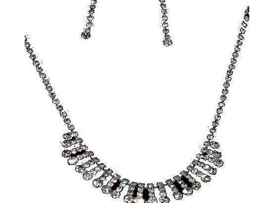 Ladies Cascading Crystal Diamante Necklace And Drop Earring Bridal Evening Wear