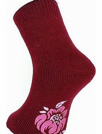 Glamour Girlz Ladies Girls Super Soft and Comfortable Thermal Slipper Socks UK 4-8 Burgundy