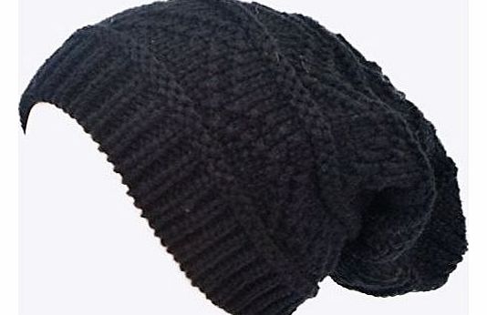 Glamour Girlz Ladies Knit Slouch Winter Hat/Beanie - Black