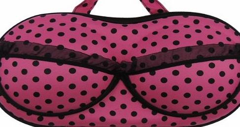 Glamour Girlz Ladies Portable Bra amp; Underwear Travel Storage Case Frilly Lace In Fuchsia amp; Black Spots