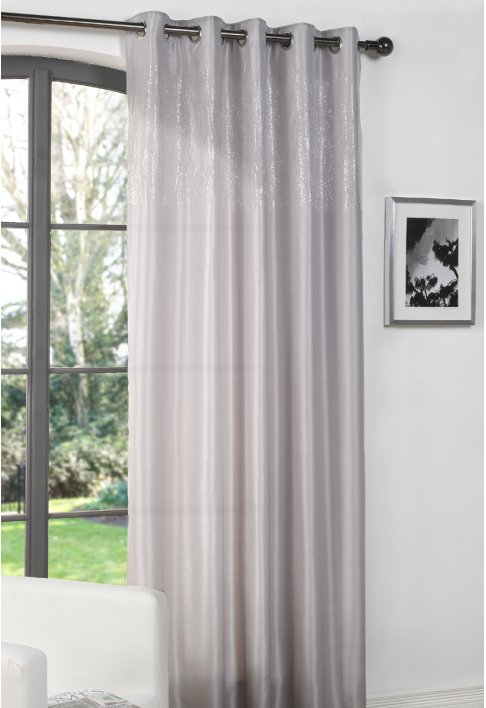 Silver Silk Eyelet Curtains
