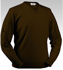 Glenbrae Golf Lambswool Sweater Chocolate