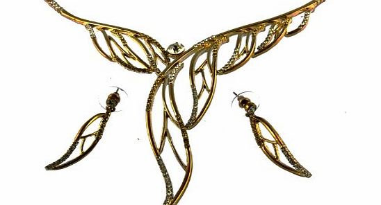Glitzy Glamour Contemporary gold crystal necklace set