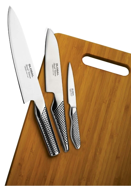 3 Piece Knife Set with Board
