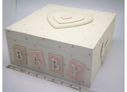 Global Designs Large Ivory and Pink Baby Keepsake Box