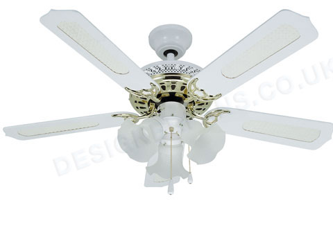 San Diego 42 inch white and brass finish