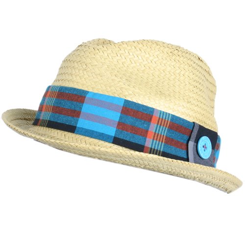 GLOBE Mens GLOBE Plaid Band Bowler Hat Natural