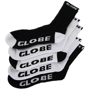 Globe Quarter 5 Sock pack - Black/White