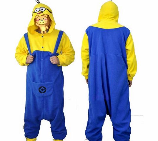 Globle Cycling Polar Fleece Despicable Me Yellow and Blue Minions Unisex Onesie Cosplay Costume Hoodies/Pyjamas/Sleep Wear (M(160-170 CM))