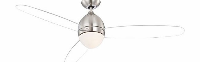Globo E27 Ceiling Fan with Clear Blades, Brushed Nickel