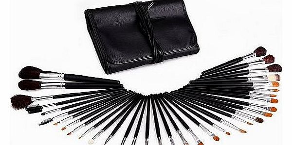 34 Piece Professional Makeup Brushes in Black Case