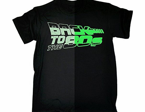 GLOW IN THE DARK - BACK TO THE 80S (M - BLACK) NEW PREMIUM LOOSE FIT BAGGY T-SHIRT - slogan funny clothing joke novelty vintage retro t shirt top mens ladies womens girl boy men women tshirt tees tee 