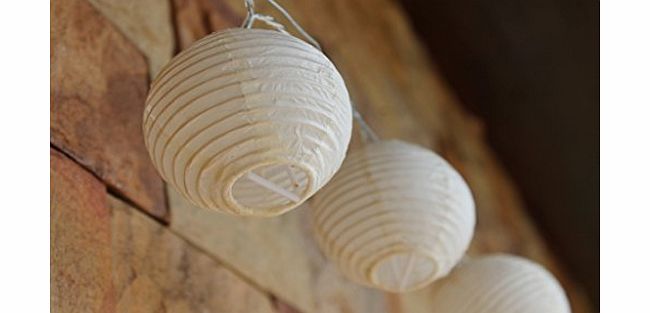 GLOWFROST TM New LED Ivory Mini Paper Lantern Fairy Light String 220V UK CE Plug - 20 Mini Lanterns - By GLOWFROST TM