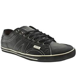 Male Gully Leather Upper Fashion Trainers in Black