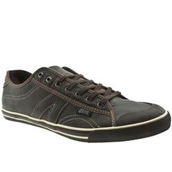 Male Gully Leather Upper Fashion Trainers in Brown