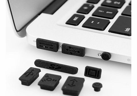 GMYLE (TM) 9-pieces Black Anti-dust Silicon Plug Cover Set for Macbook Pro/regular/air 11 13 15 Aluminum Unibody Case