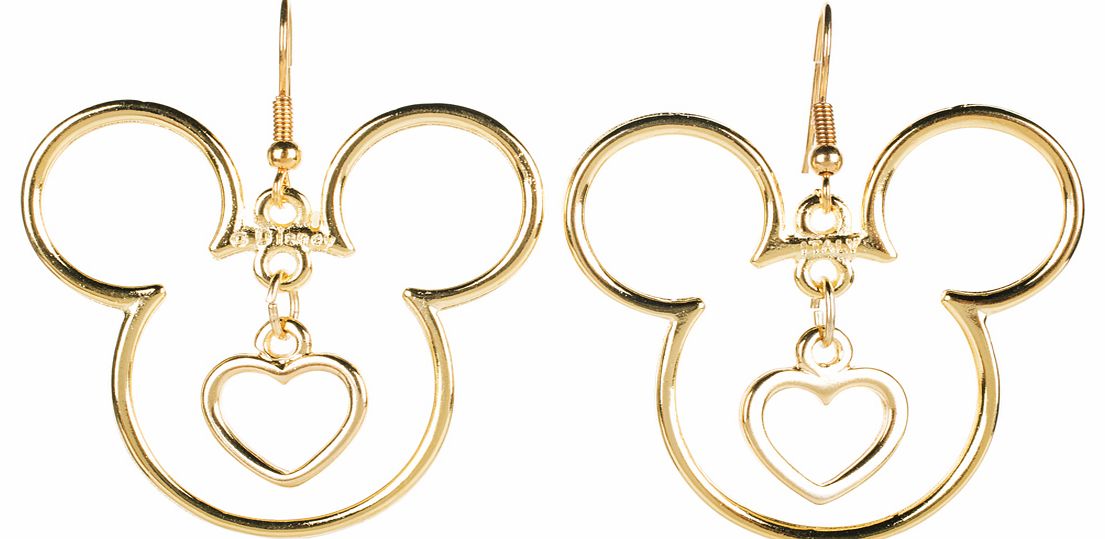 Gold Plated Mickey Mouse And Heart Outline