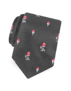 Gokan Kobo Touch Rose Patterned Woven Silk Tie