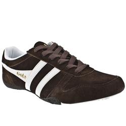 Male Chase Suede Upper Fashion Trainers in Brown and White