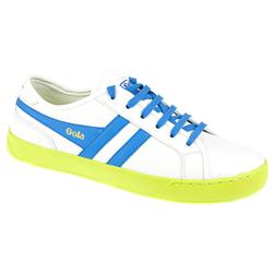 Male Tally Leather Upper Textile Lining Fashion Bold in White-Blue