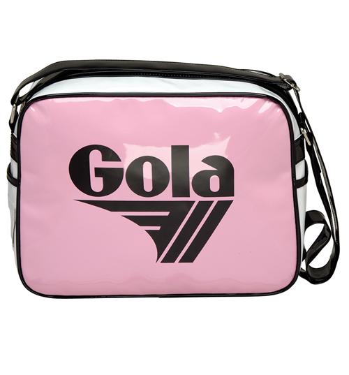 Gola White Pink And Black Patent Redford Shoulder Bag