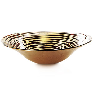 Gold and Bronze Glass Vega 30cm Shallow Bowl