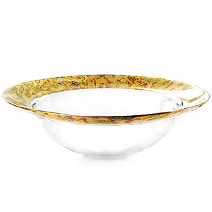 Gold and Clear Glass Hydra 32cm Shallow Bowl