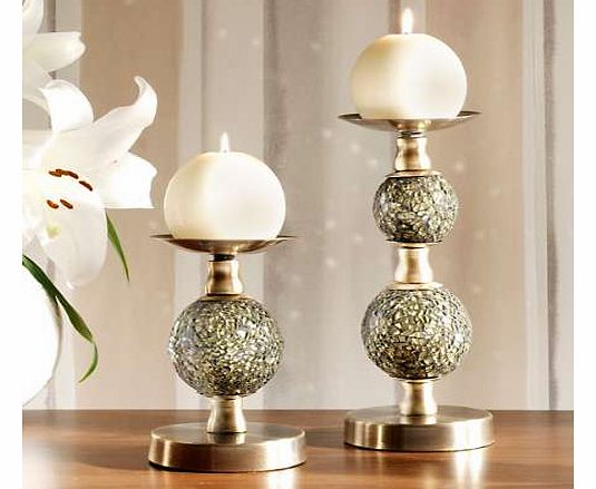 Gold Coloured Mosaic Candle Holders