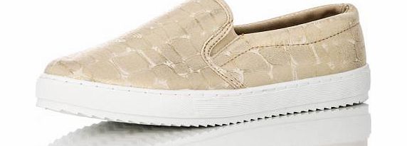 Gold Croc Print Shimmer Skate Trainers