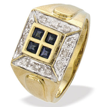 Gold Diamond Sapphire Ring (094)