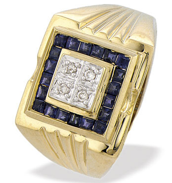 Gold Diamond Sapphire Ring (098)