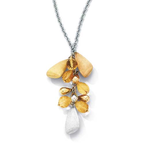 16 Inch Citrine Neckpiece In 9 Carat White Rose and Yellow Gold