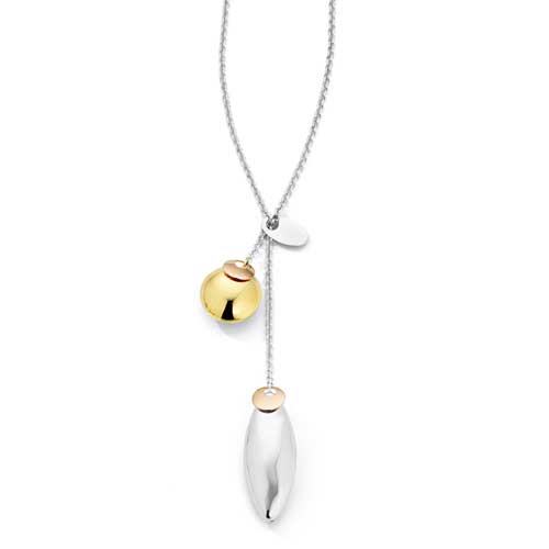 Gold Essentials 16 Inch Drop Necklet In 9 Carat White Rose and Yellow Gold