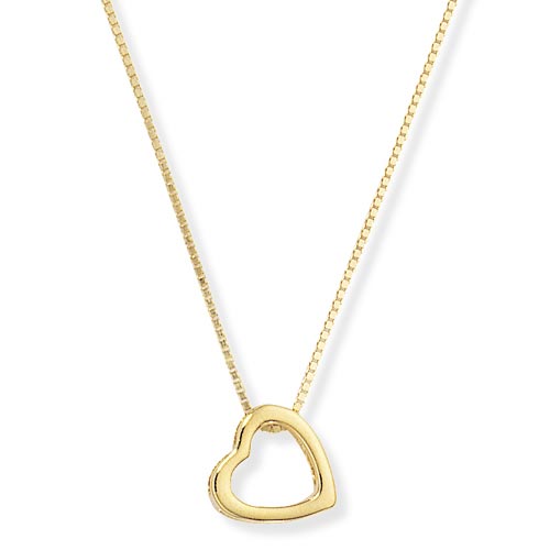 Gold Essentials 16 inch Heart Necklace In 9 Carat Yellow Gold
