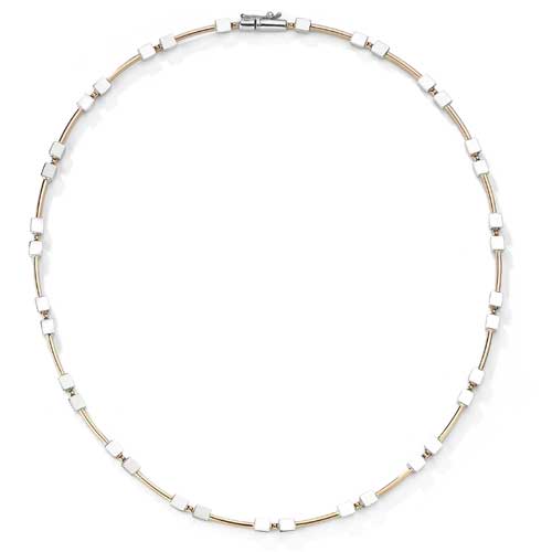 Gold Essentials 17 Inch Collar In 9 Carat White and Rose Gold