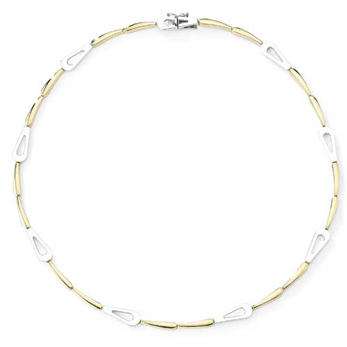Gold Essentials 17 Inch Collar In 9 Carat Yellow and White Gold