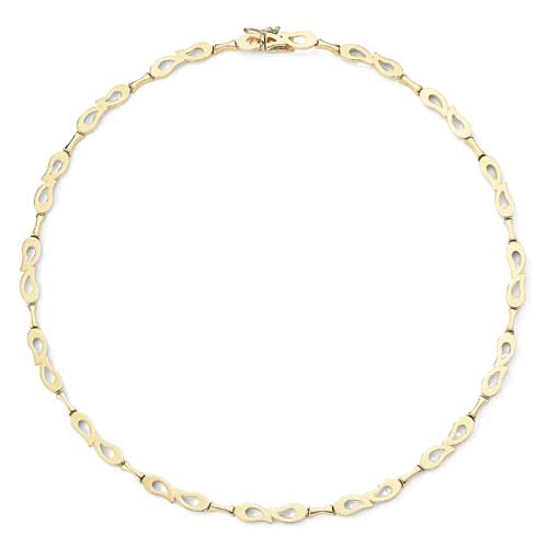 17 Inch Tear Drop Collar In 9 Carat Yellow Gold