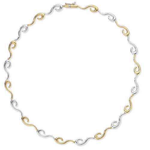 17 Inch Wave-Crest Collar In 9 Carat Yellow and White Gold